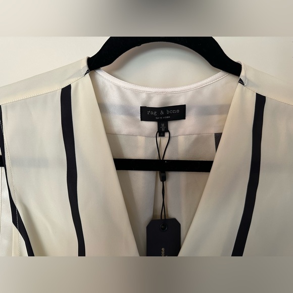 Rag & Bone Beige Stripe Sleeveless Victor Blouse NWT - Picture 4 of 8